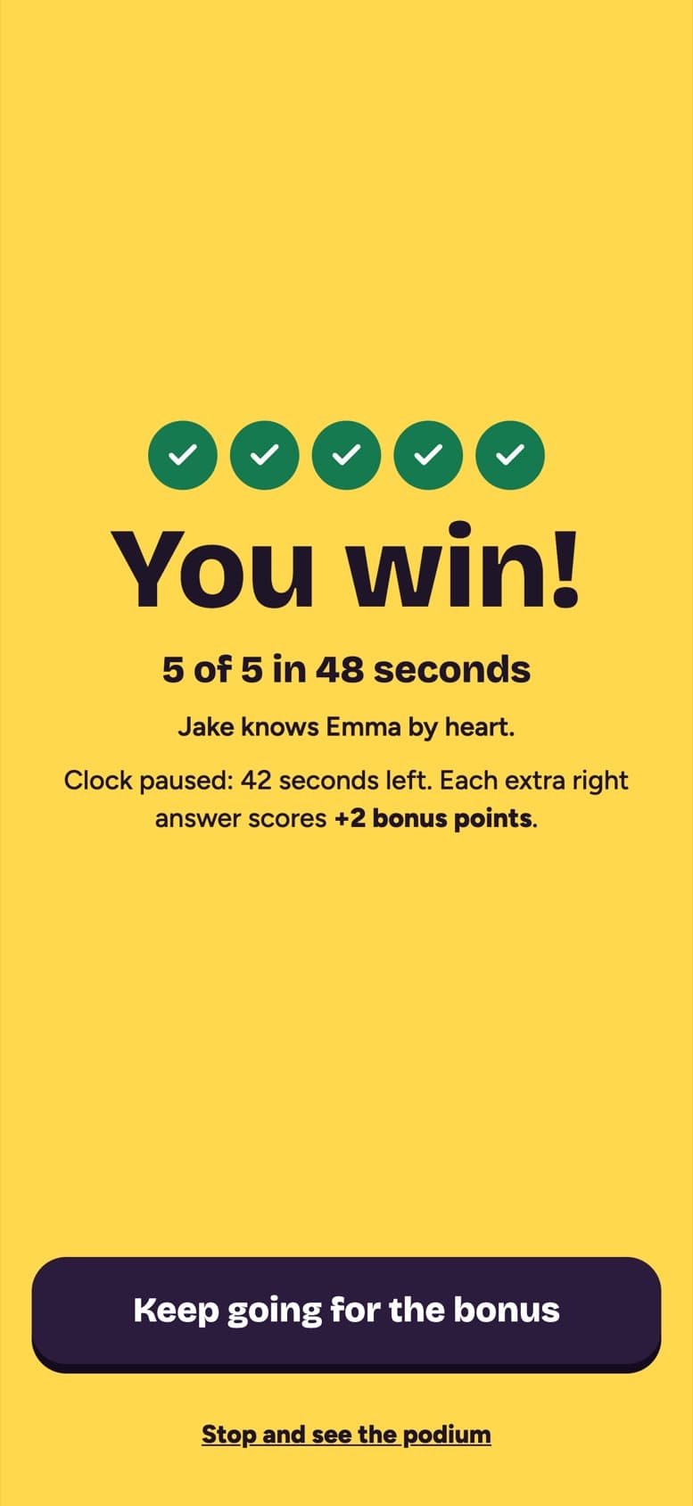Sprint won: 5 of 5 in 48 seconds