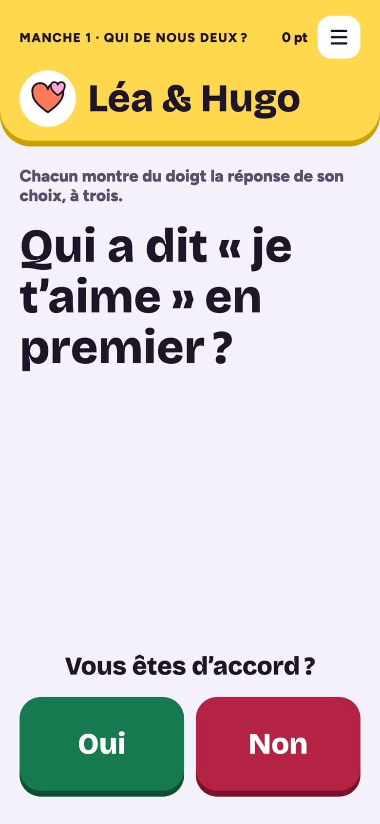 Manche 1 : « Qui a dit “je t’aime” en premier ? »
